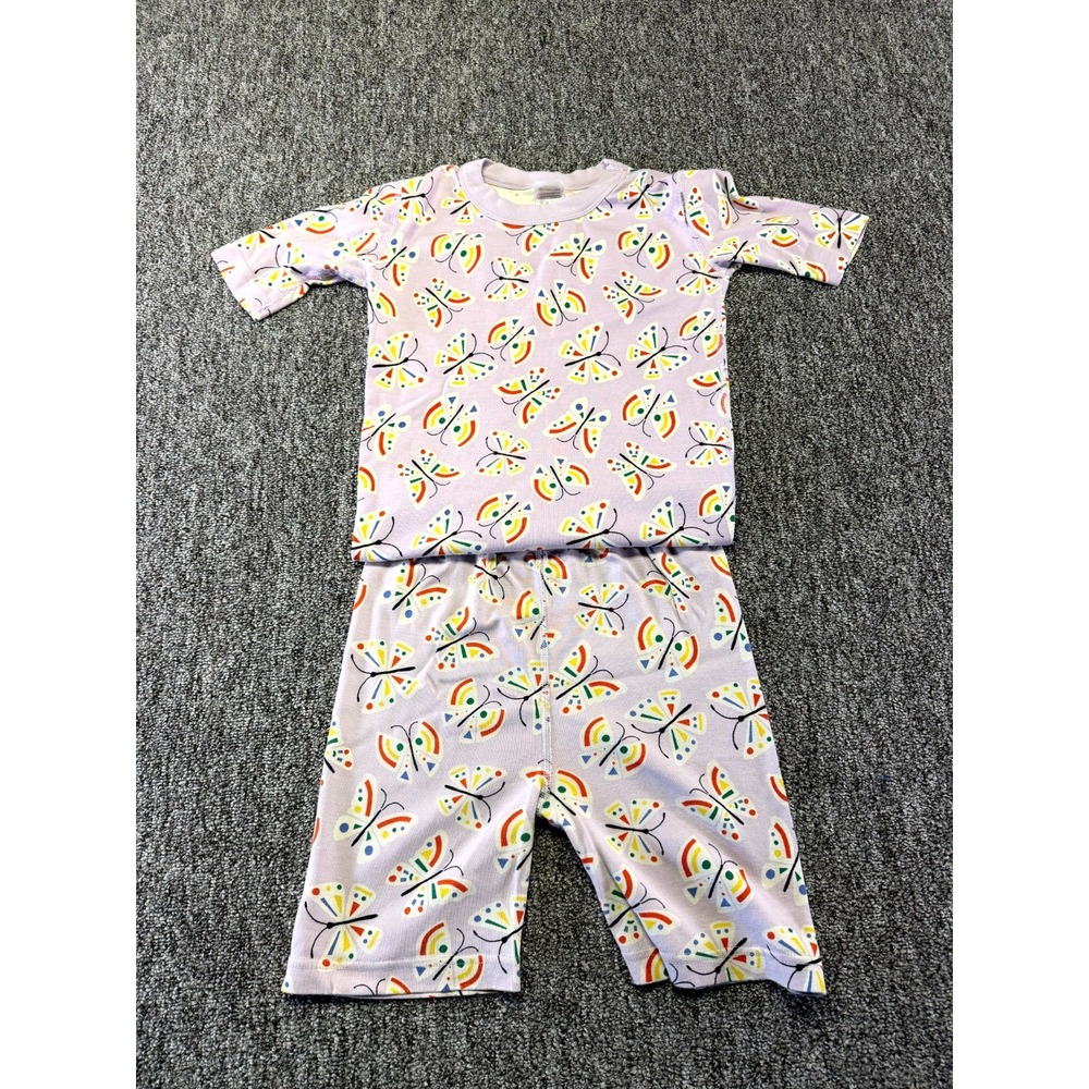 Hanna Andersson Short Pajama Set Girls 14-16 Purple Geometric Butterfly Print